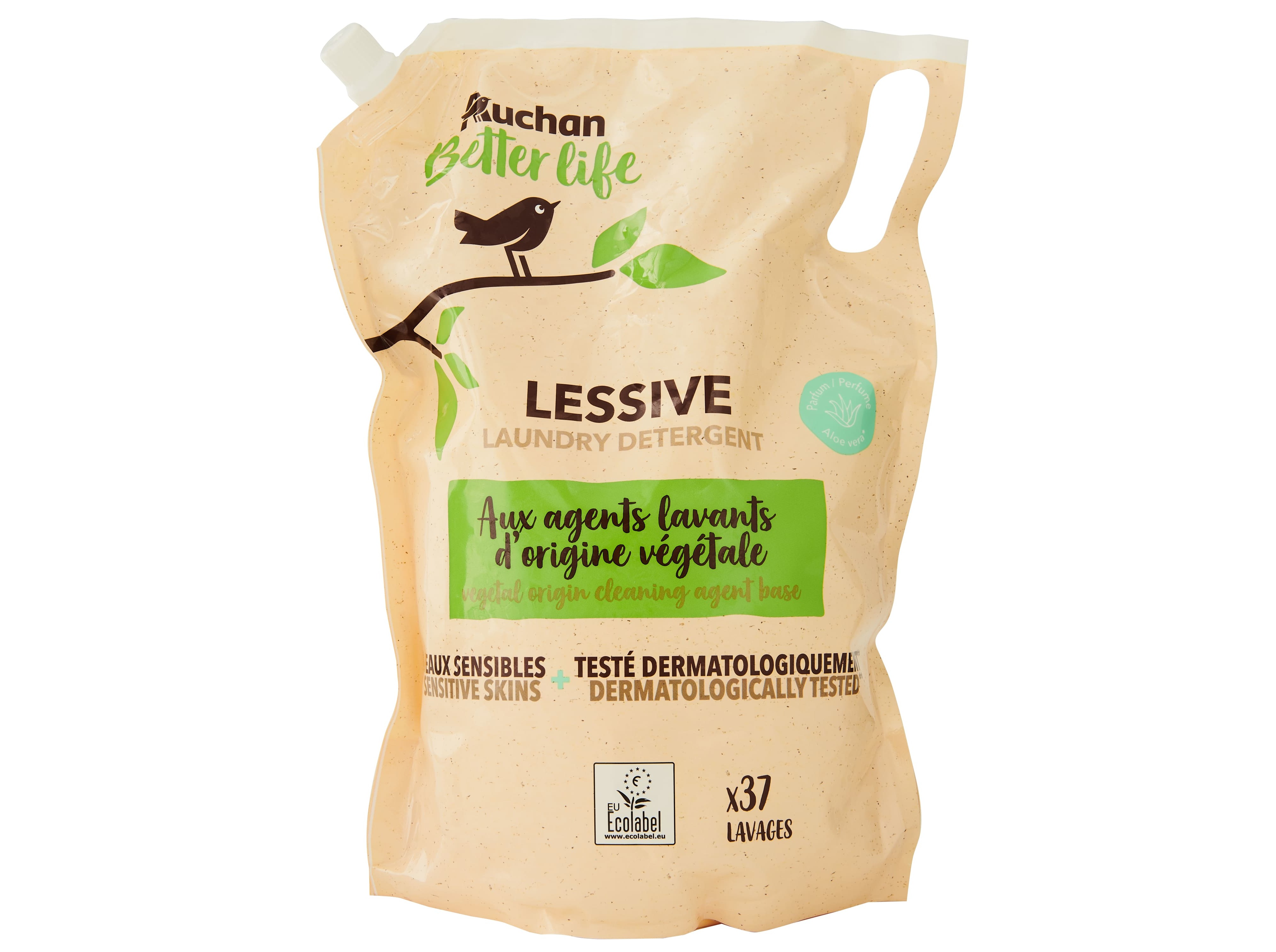 DETERGENTE AUCHAN BETTER LIFE MÁQUINA ROUPA LÍQUIDO ALOÉ VERA 37 DOSES