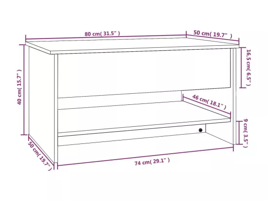 Table basse Blanc 80x50x40 cm Bois d'ingénierie