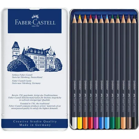 Faber-Castell Farbstifte mit permanenter Ölkreidemine Goldfaber, 12 Stück