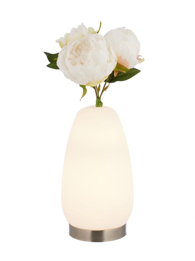 Pfingstrosenarrangement in beleuchteter Vase