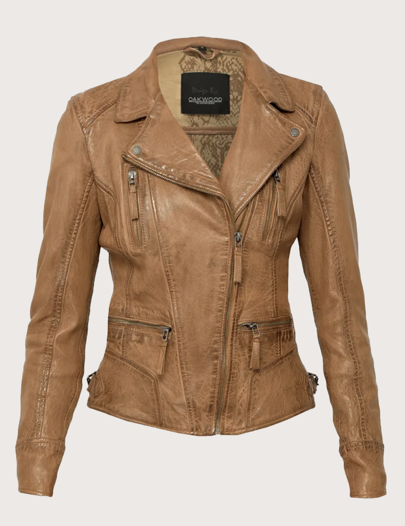 OAKWOOD BLOUSON EN CUIR CAMÉRA MARRON