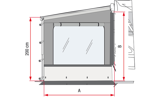 Fiamma Side W Pro Shade Seitenwand mit großem Fenster für Fiamma F45 / F65 / F80s