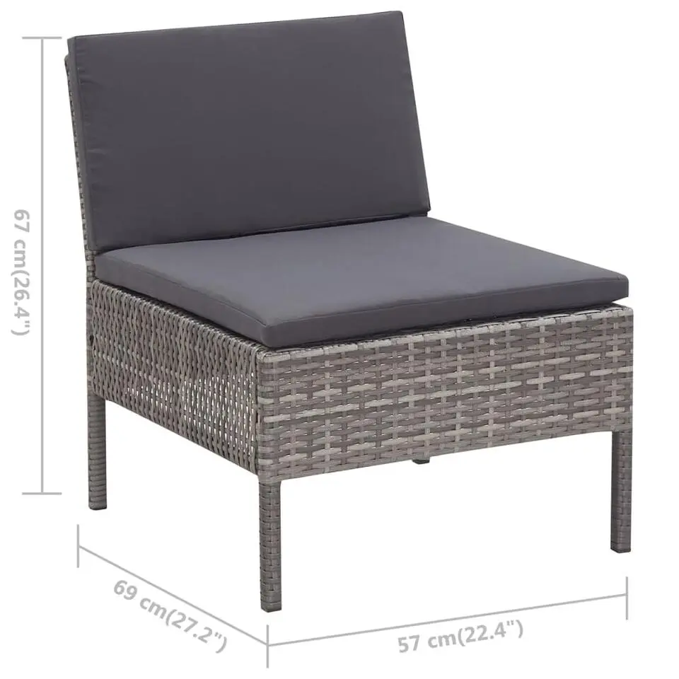 vidaXL - Tuin Loungeset - Grijs - Poly rattan