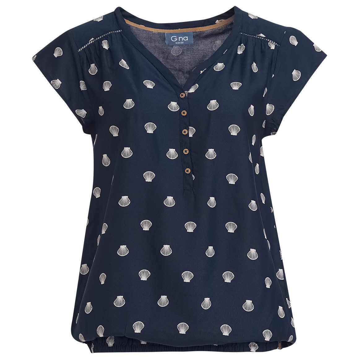 Gina Damen Bluse mit Allover-Muster dunkelblau / weiss