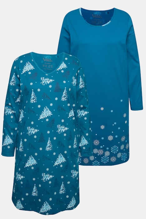 Bigshirts, 2er-Pack, Rundhals/V-Aussschnitt, Langarm
