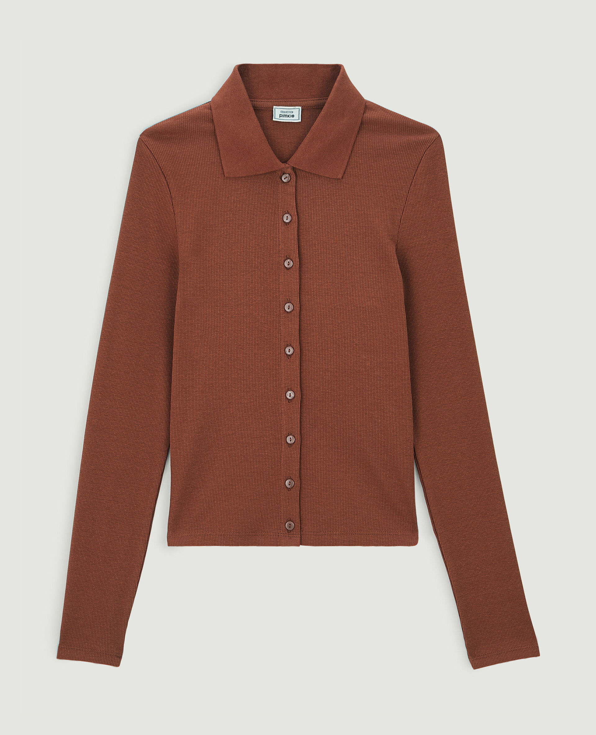 Top manches longues col polo - Orange