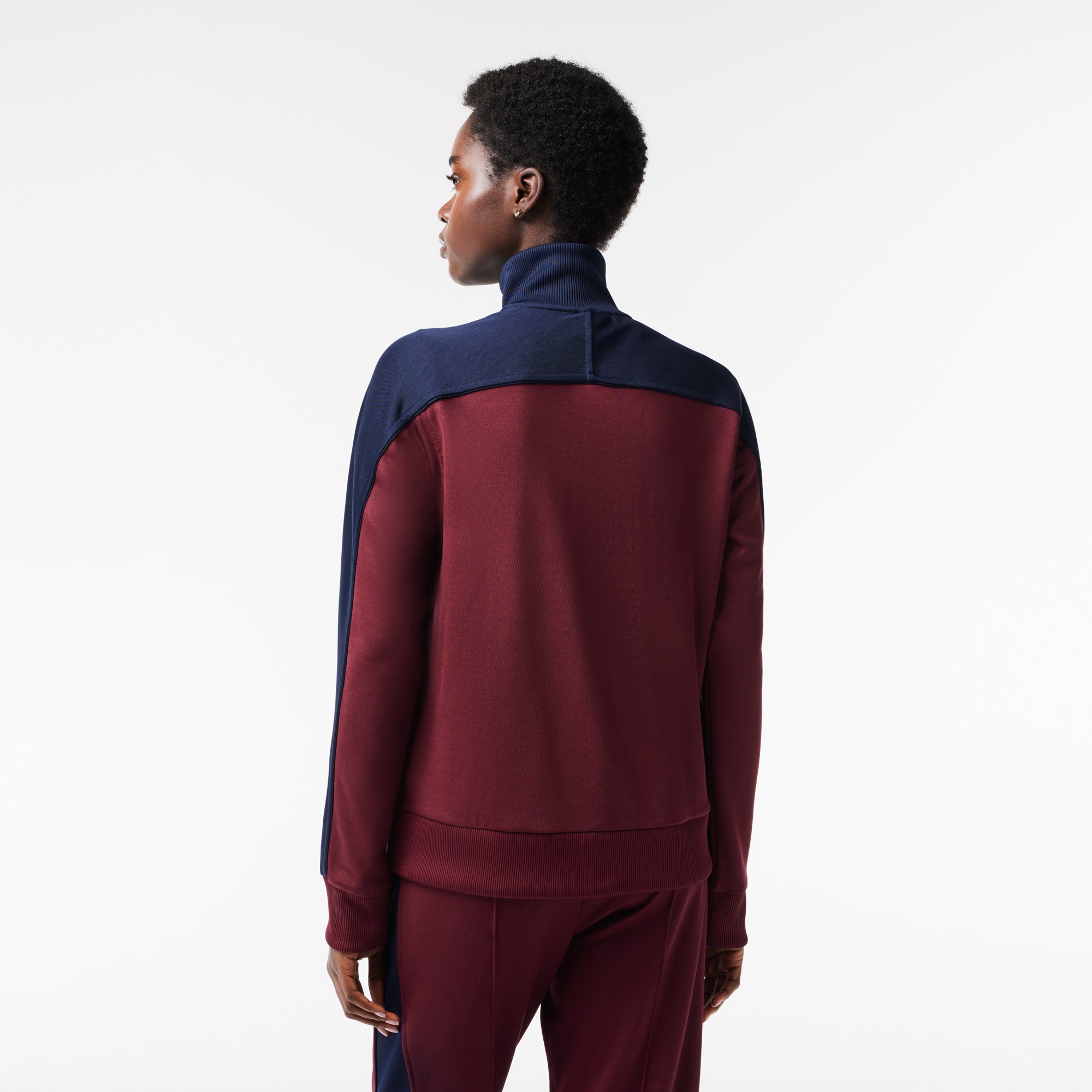 Sweatshirt zippé Paris color-block en interlock piqué Sweatshirts - Rouge - Lacoste - Femme