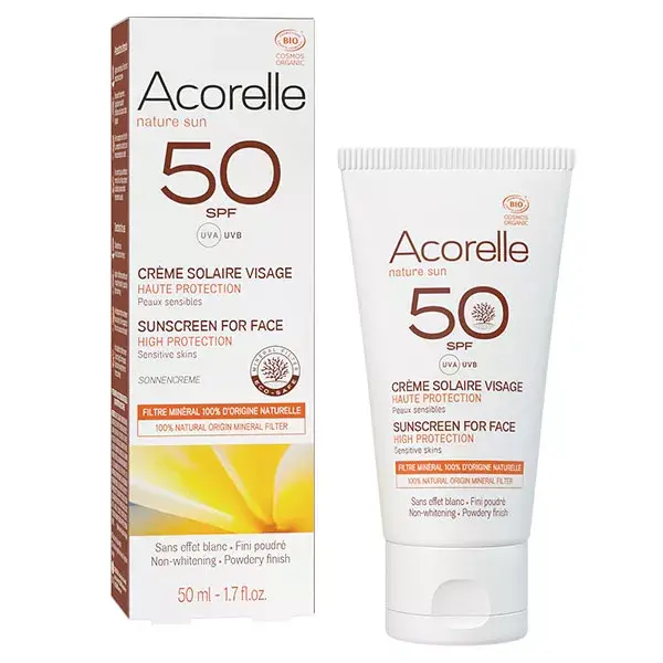 Protetor solar facial orgânico Acorelle FPS 50 50ml