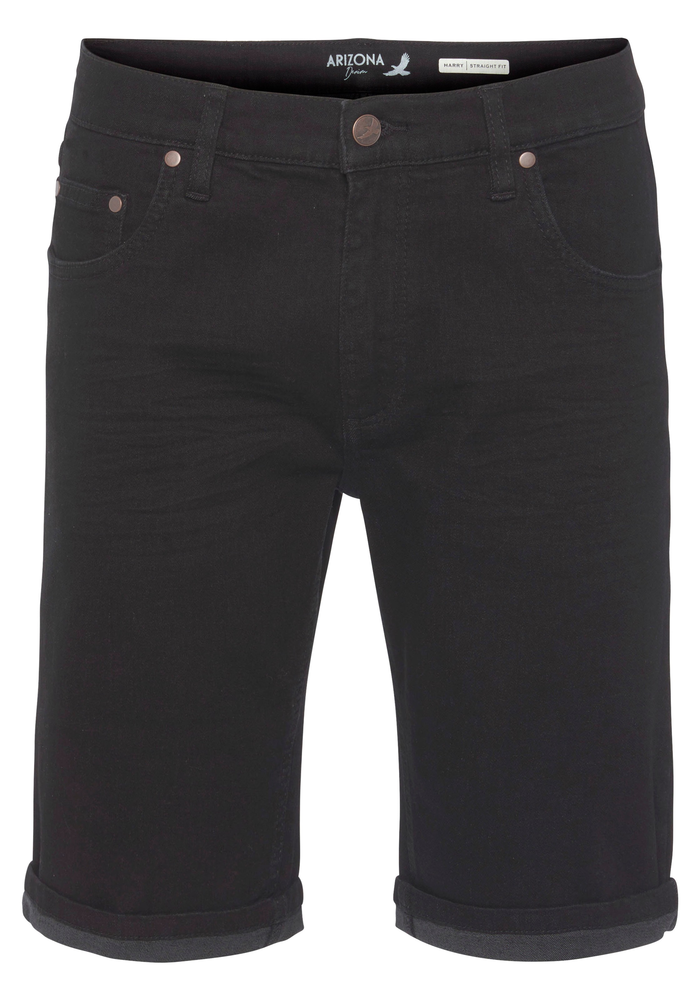 Arizona Jeansshorts gerader Schnitt,  knieumspielende Länge,  niedrige Leibhöhe