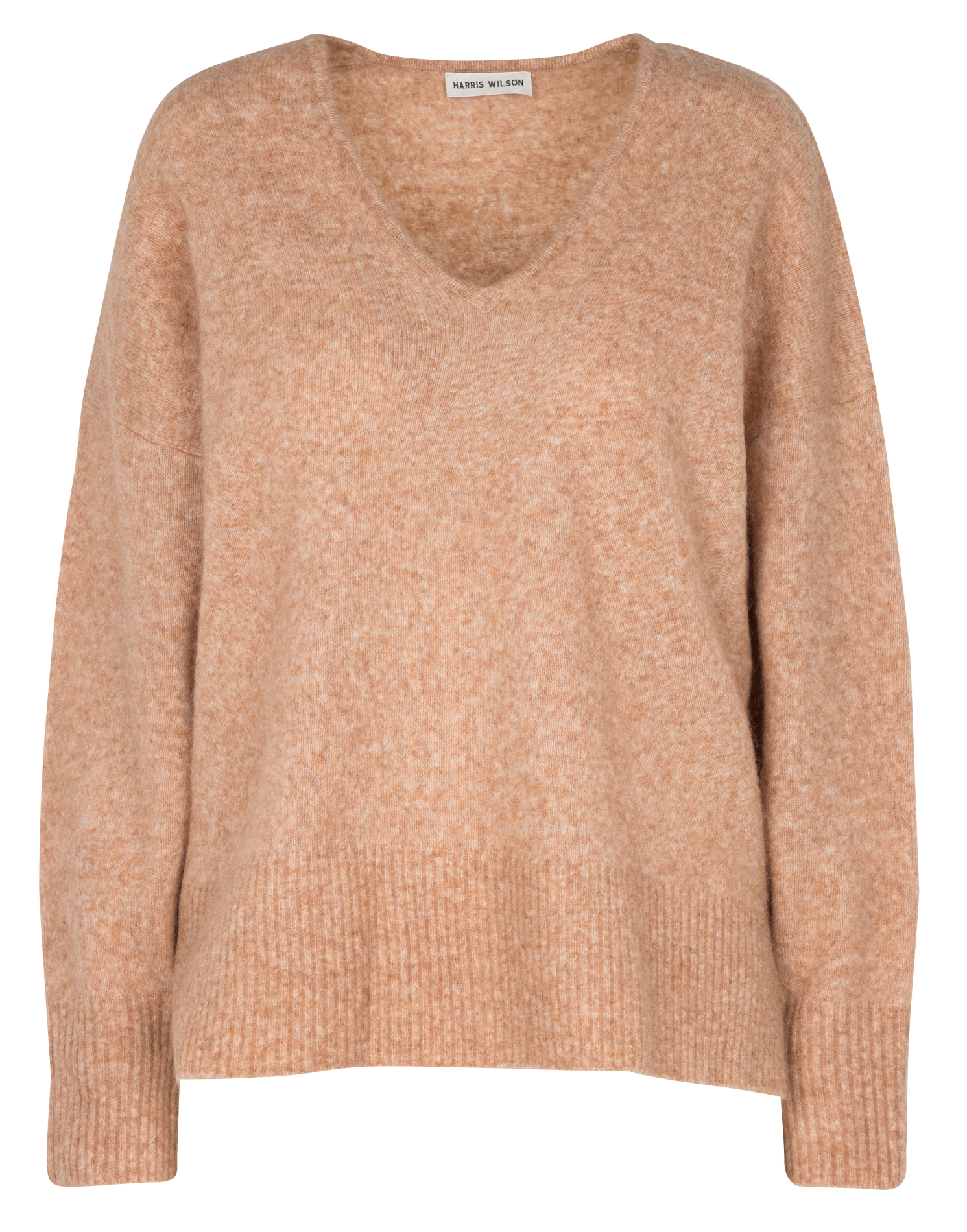 EMMA - Pull oversize col V en laine mélangée | Marron