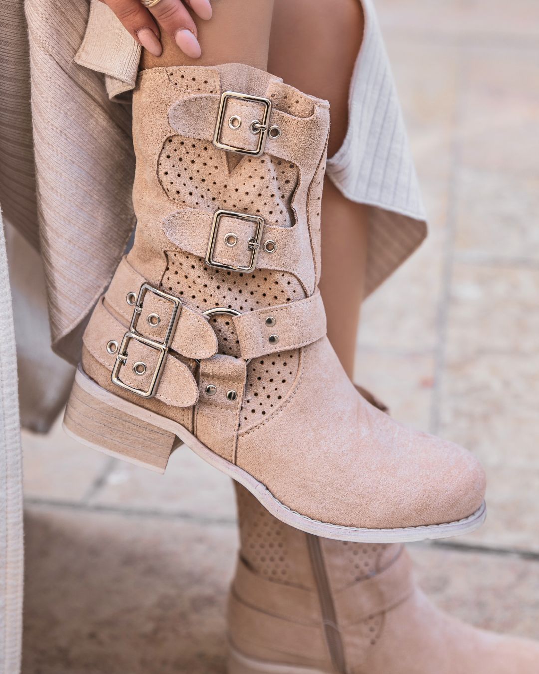 Bottines femme beige à talon - Dounia