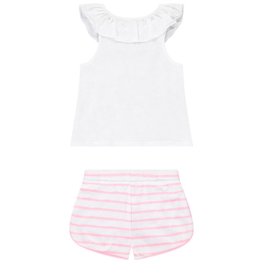 Ensemble de plage débardeur + short pour fille - Blanc
