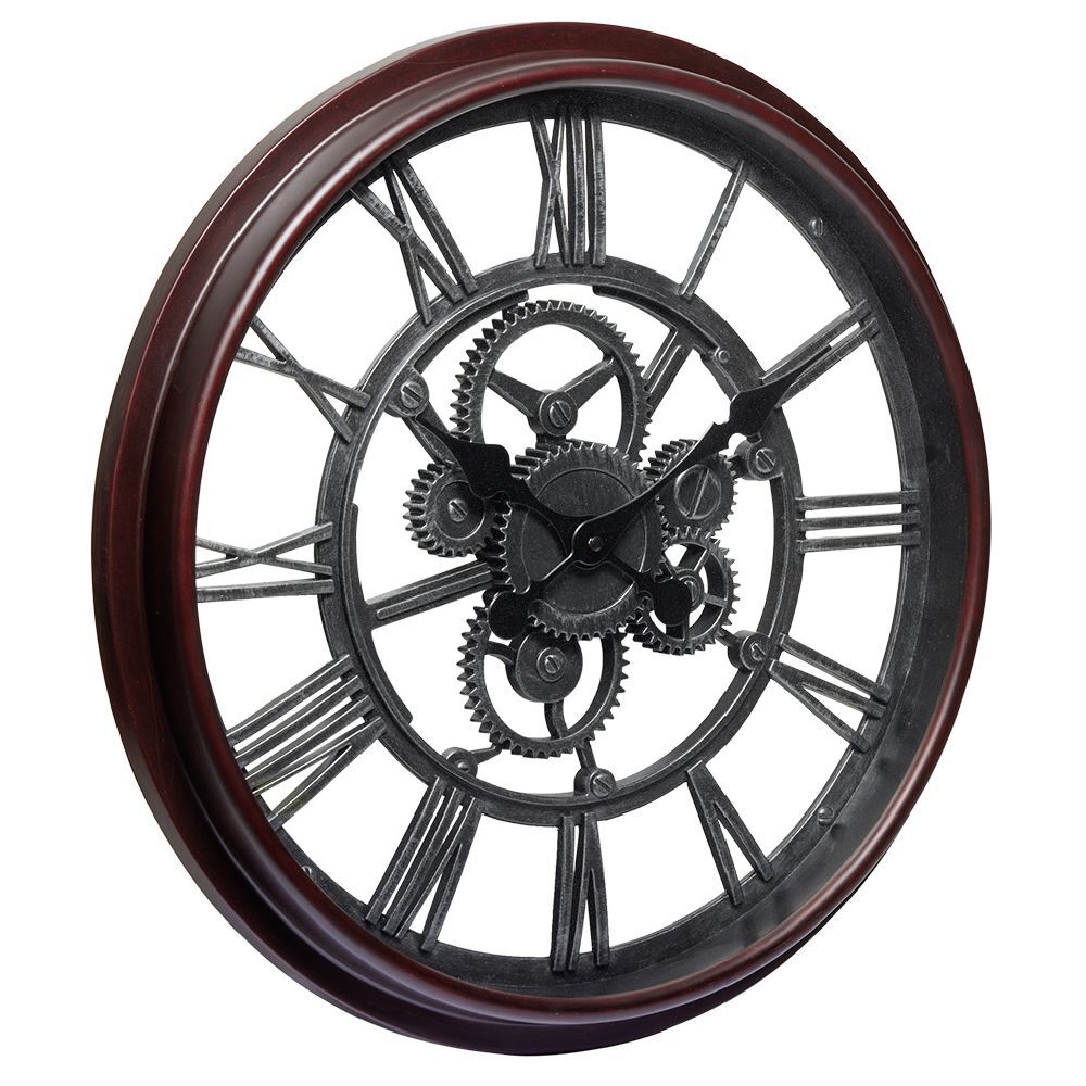 Horloge ronde design engrenage noir Ø50 cm