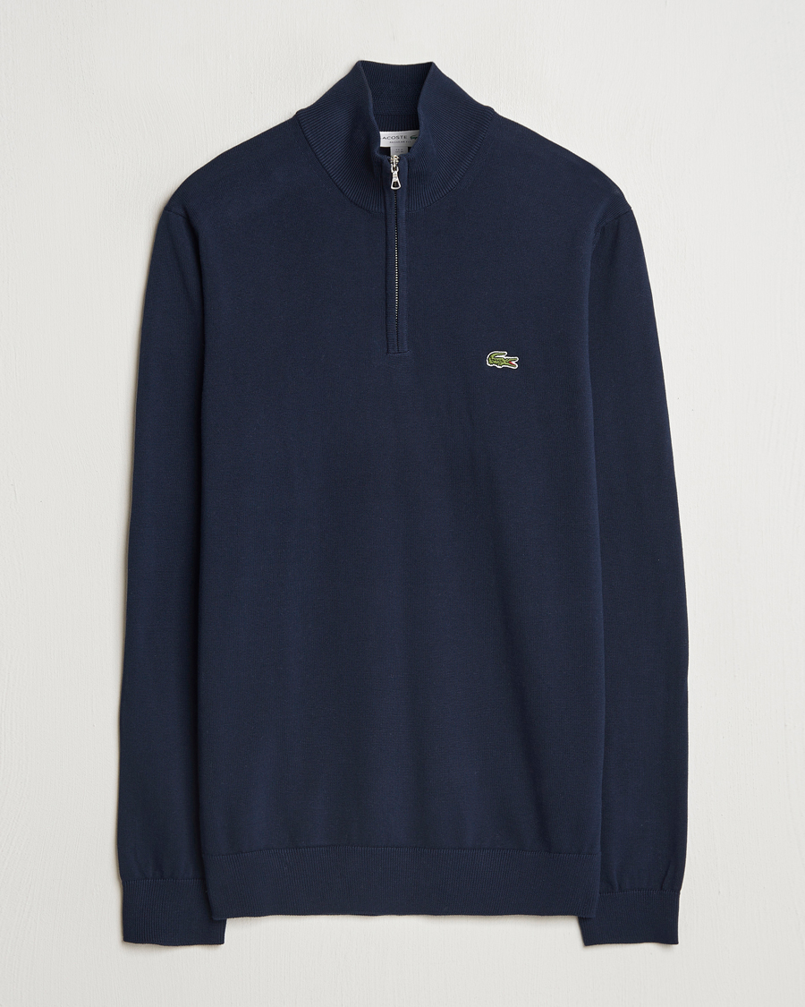 Lacoste Cotton Knitted Half Zip Navy