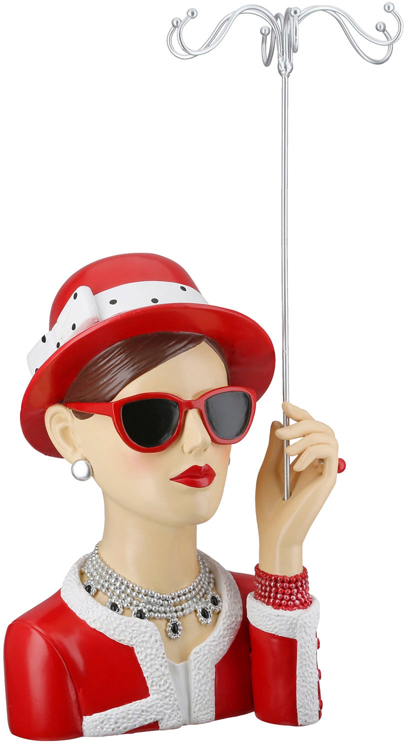 GILDE Schmuck Etagere »Figur; Schmuckständer Frau Chloe rot; silberfarben H. 39,5 cm«