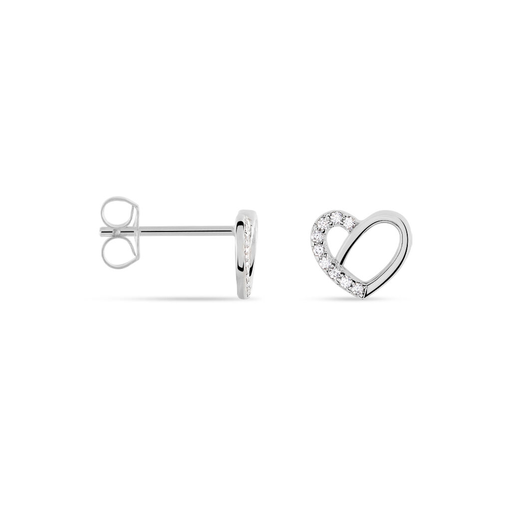 Boucles D'oreilles Puces Dorthea Argent Blanc Oxyde De Zirconium