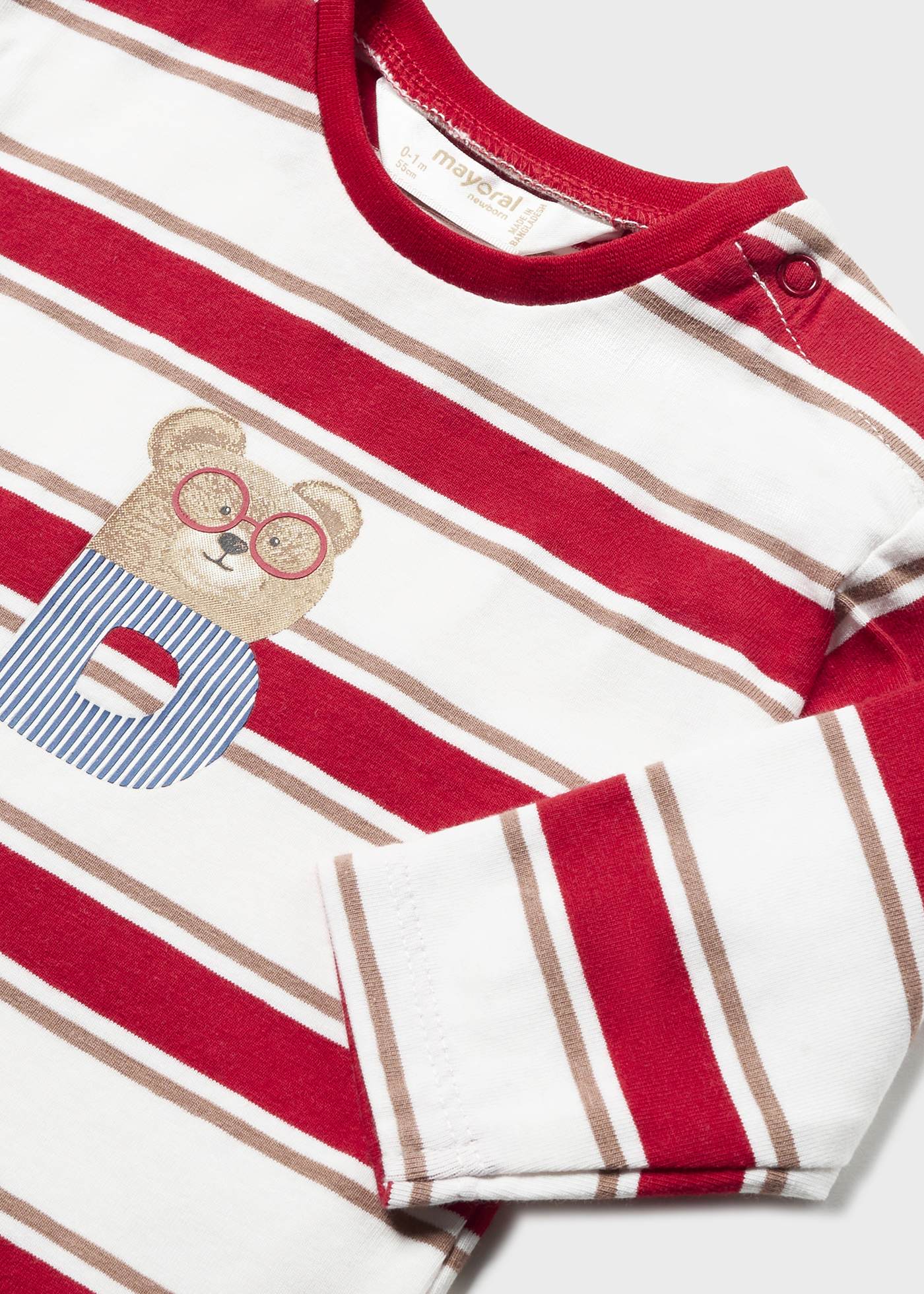 Conjunto de 2 camisetas de algodão de manga comprida para recém-nascidos.