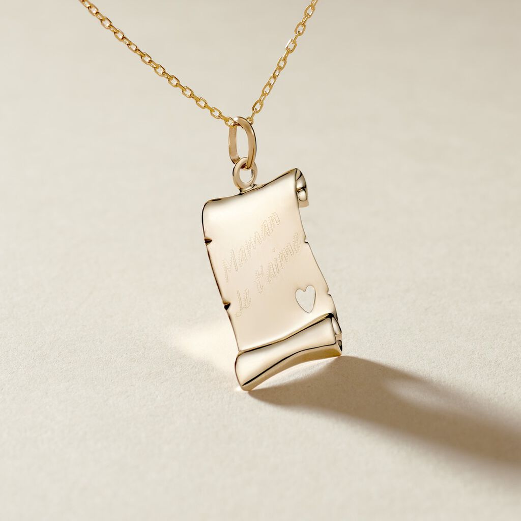 Pendentif Irenca Message Parchemin Or Jaune