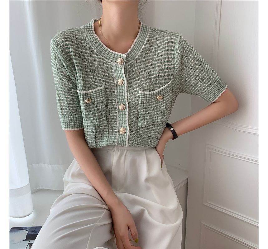 Sienne - Gestreept vest met korte mouwen en ronde hals