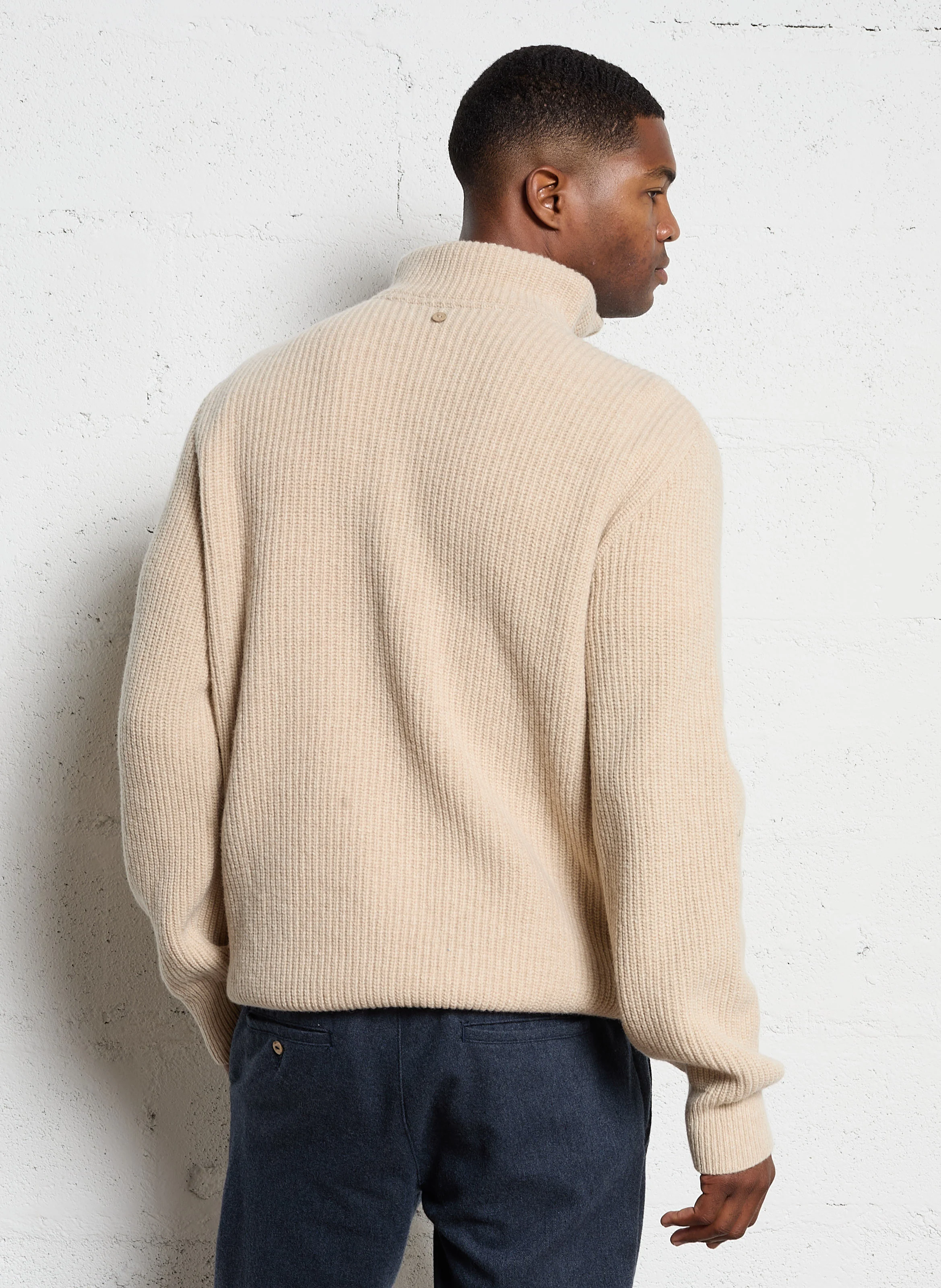 ARDENNE - Pull côtelé zippé en laine mélangée | Beige