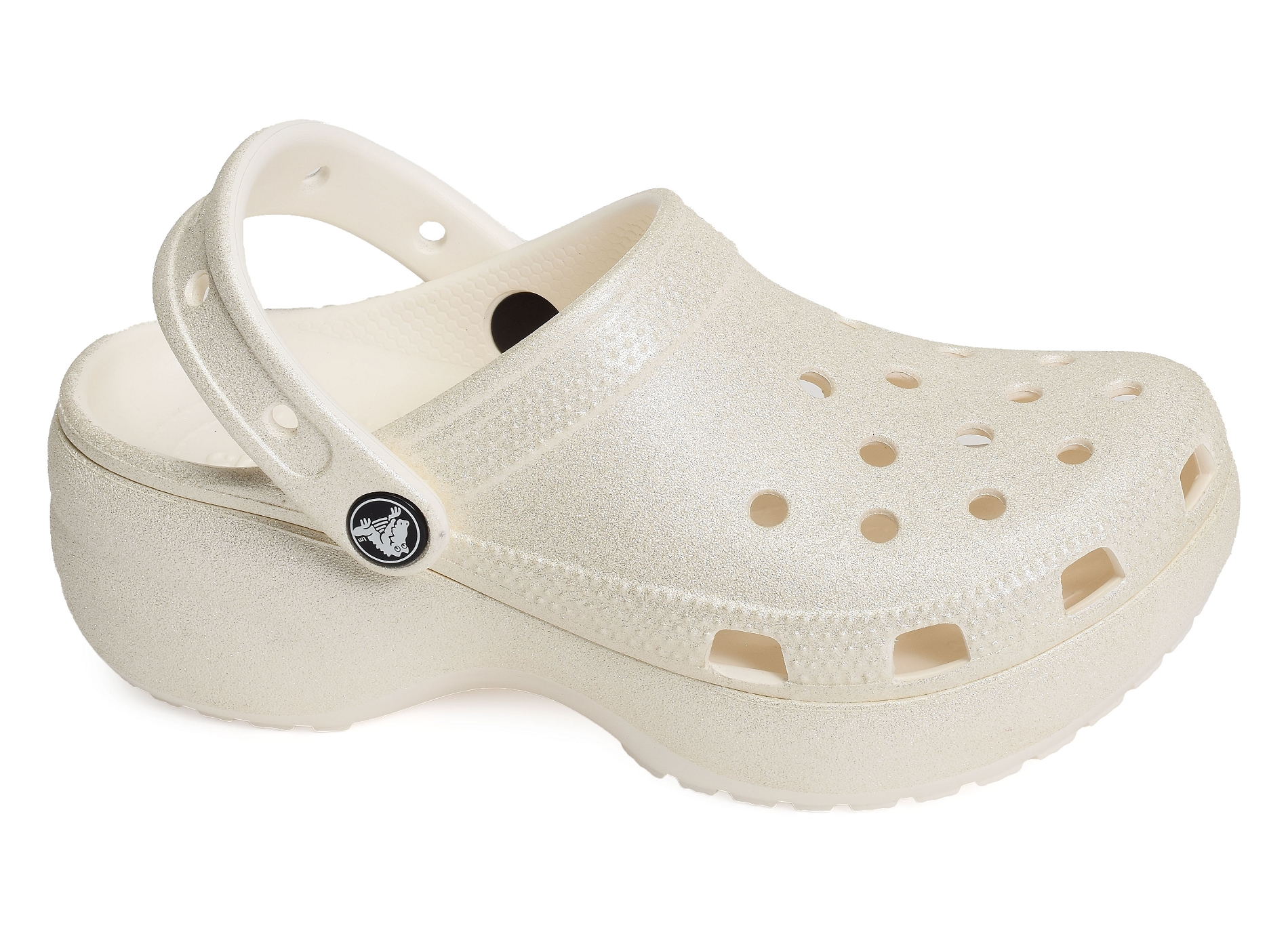Classic platform glitter clog blanc