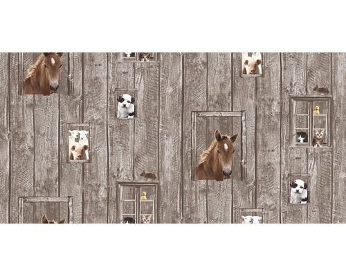 Vliesbehang 35842-2 Little Stars houtbruin paard