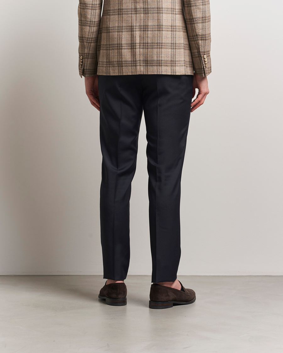 Incotex Slim Fit Super 100s Wool Trousers Navy
