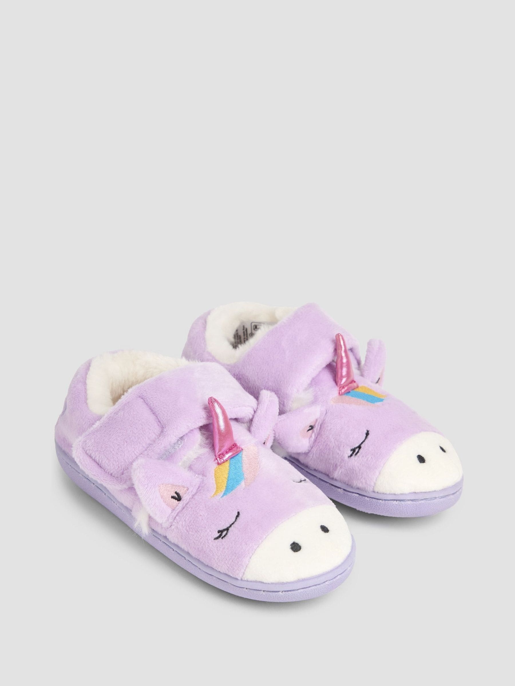 Lila met eenhoornprint - JoJo Maman Bébé - Pantoffelschoenen met eenhoorn
