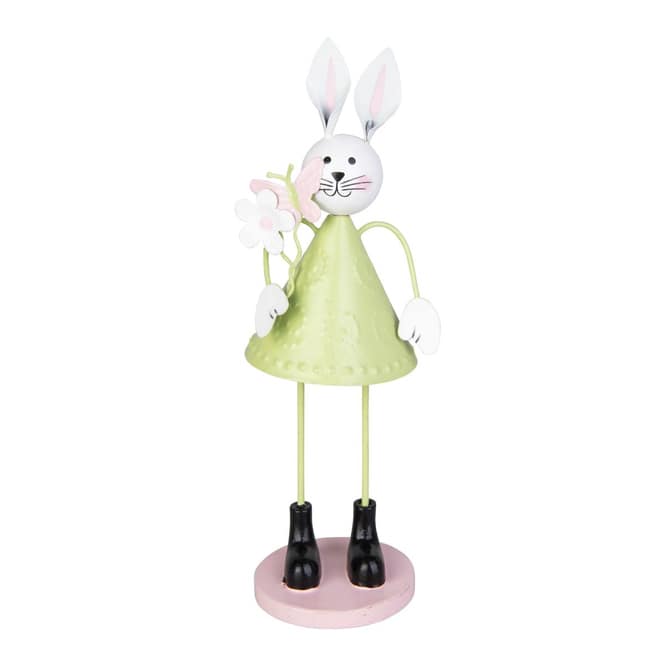 Hase - stehend mit Blumen - rosa, grün - ca. 9,5 x 6,5 x 20,5 cm - 1 Stück