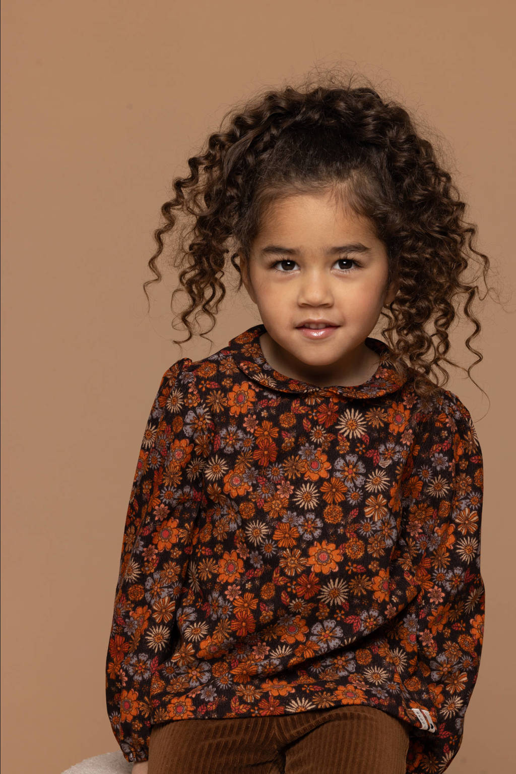 LOOXS gebloemde corduroy blouse oranje