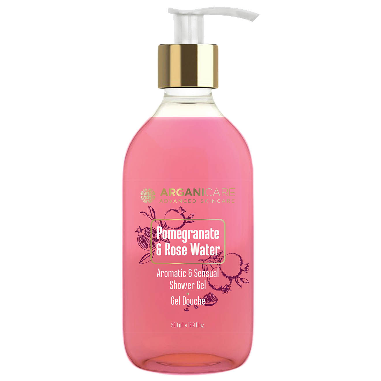 Arganicare Gel douche Grenade & Eau de Rose - 500 ml