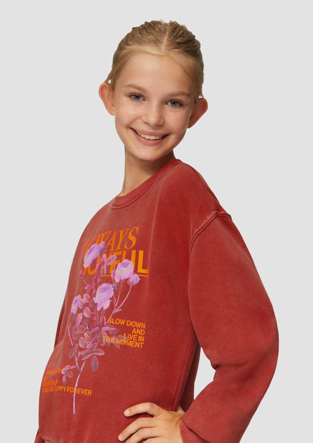 s.Oliver sweater met printopdruk oudroze