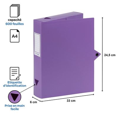 Viquel - Boîte de classement plastique - dos 60 mm - disponible dans différentes couleurs pastels