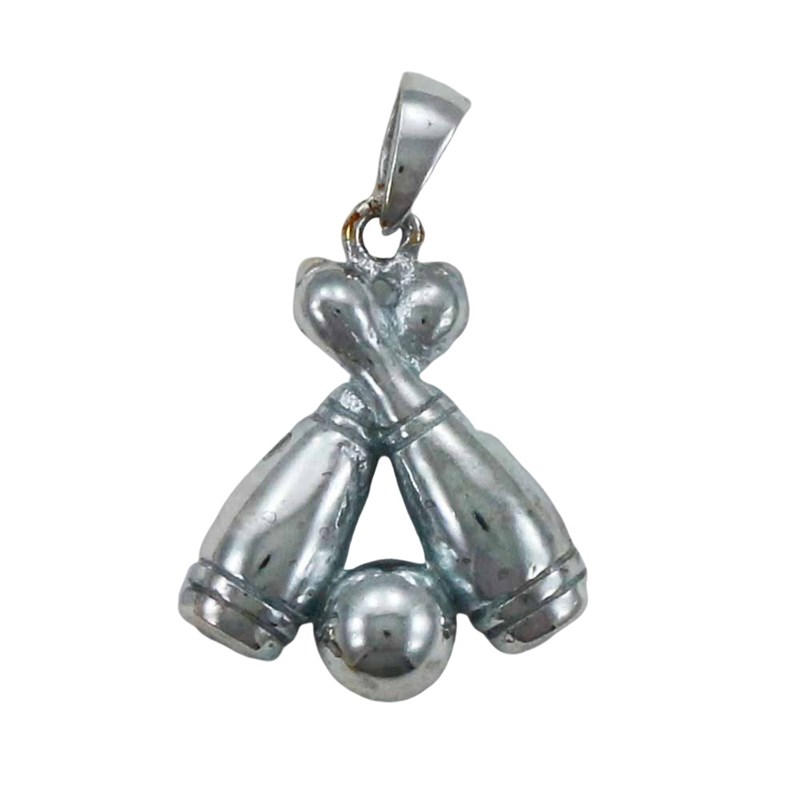Pendentif deux quilles de bowling et boule de bowling - Argent massif