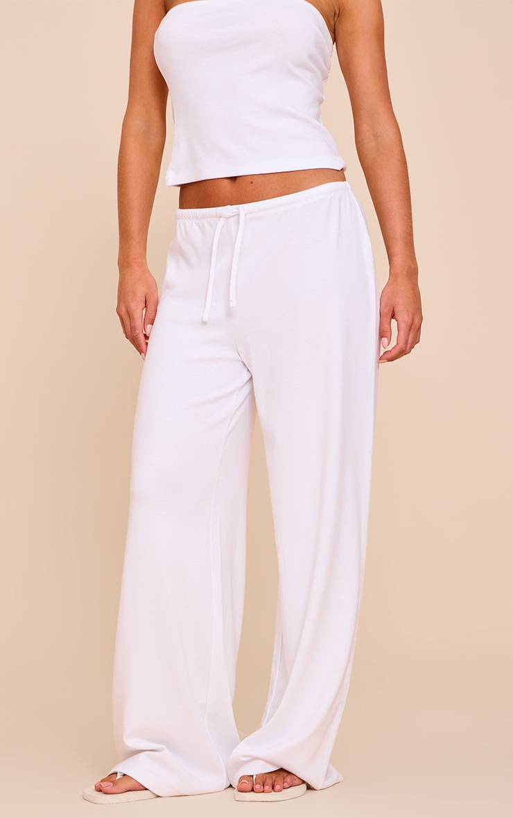 Crème Pantalon Large Côtelé En Modal Avec Cordon De Serrage Ensemble Coordonné Petite