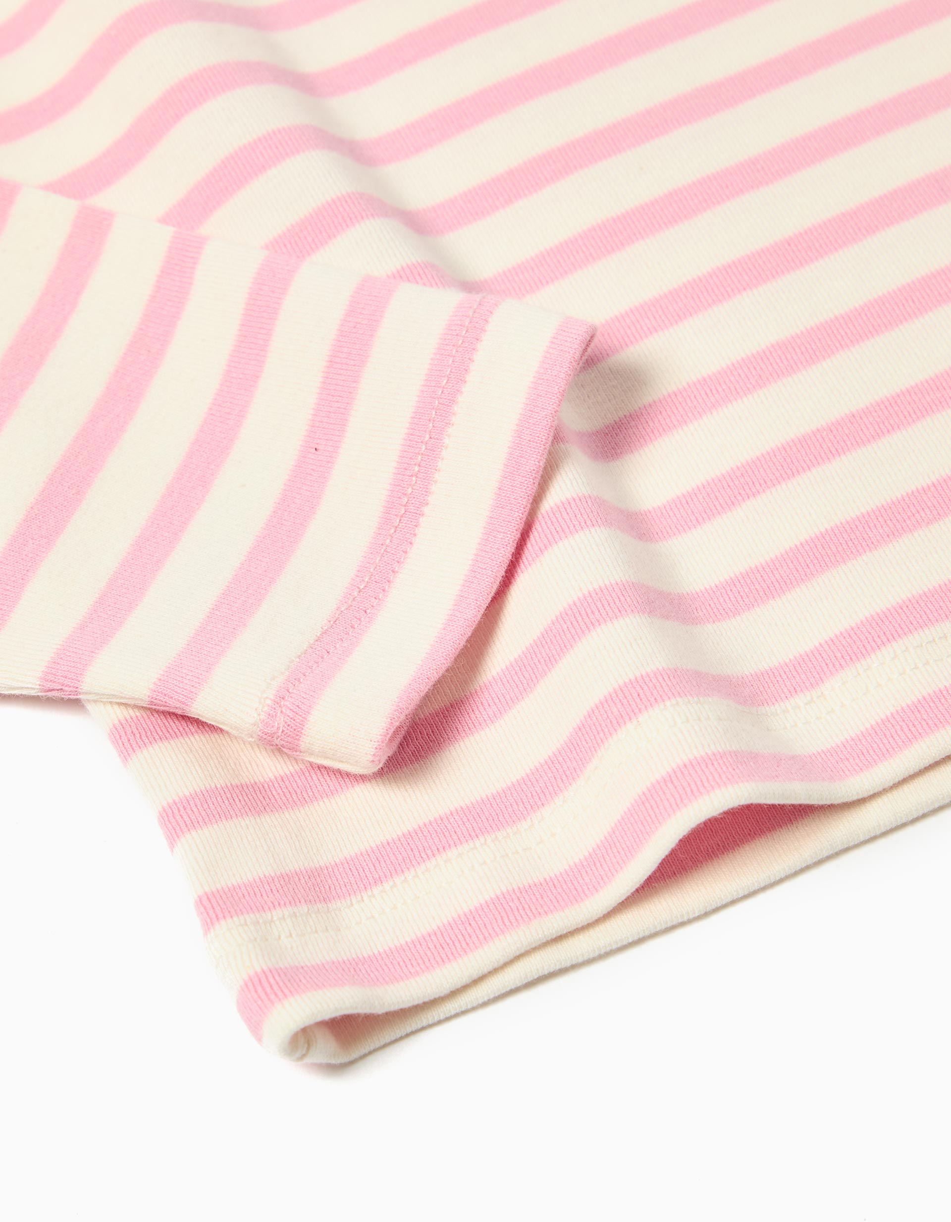 T-shirt de Manga Comprida Riscas, Menina, Rosa