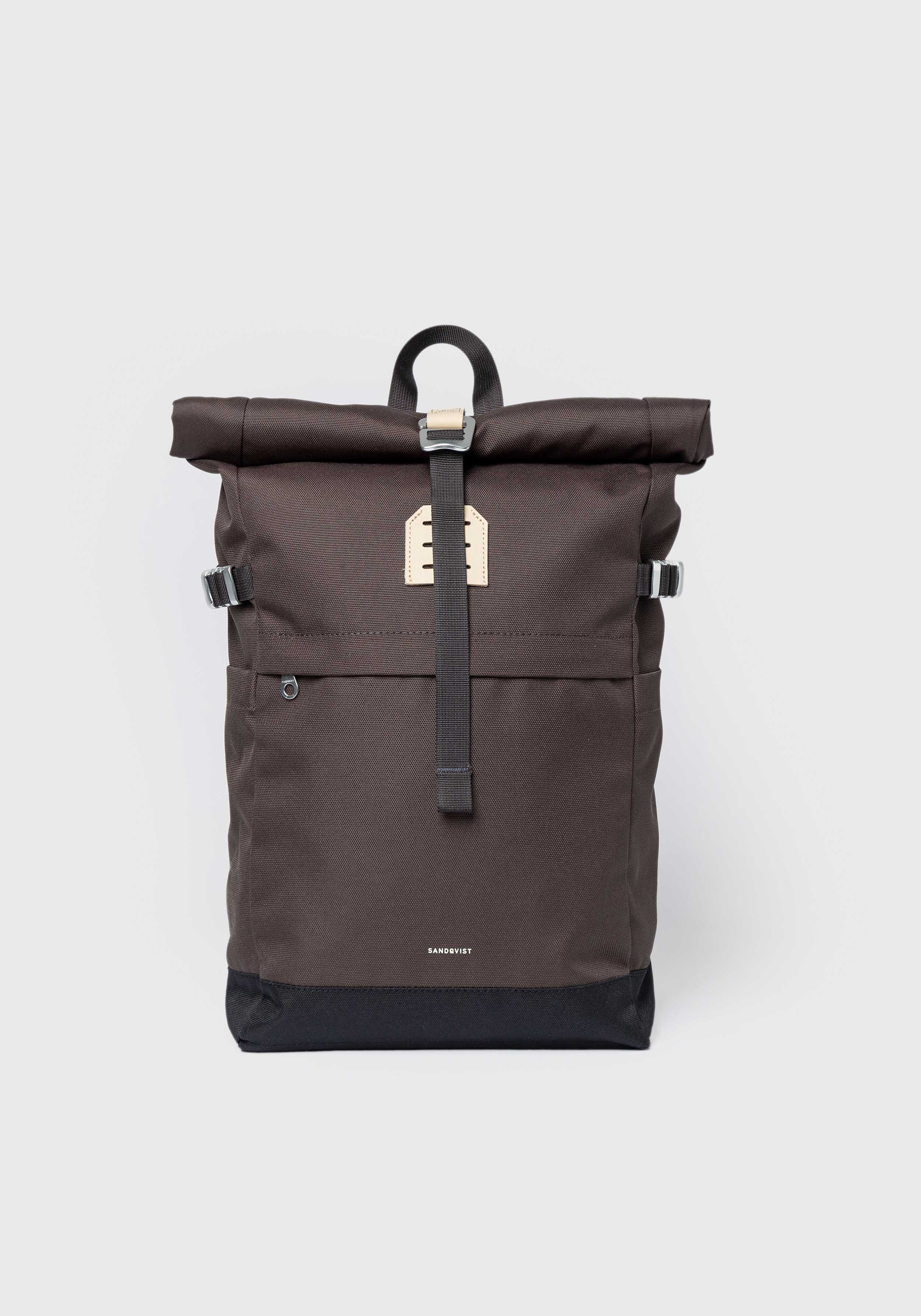 Sandqvist Rucksack Icon Rolltop Backpack M Brown With Natural Leather