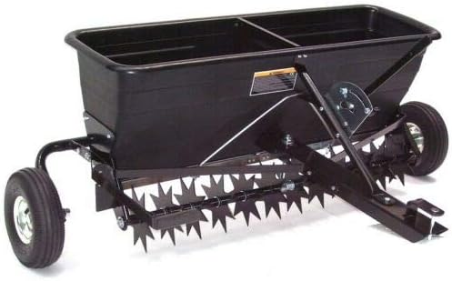 Generisch Anhänger Rasenlüfter Rasenbelüfter 102cm Vertikutierer mit Streuwagen 55552 AWZ