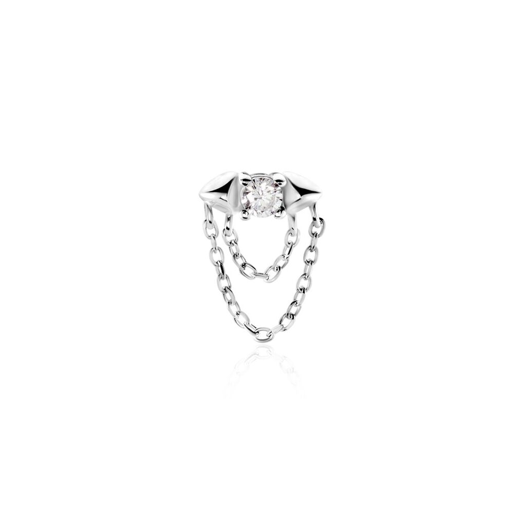 Boucle D'oreille Puce Duane Argent Blanc Oxyde De Zirconium