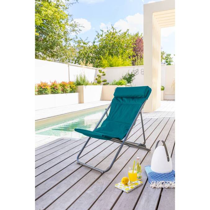Chilienne de jardin pliante JUBBA Bleu canard & Graphite
