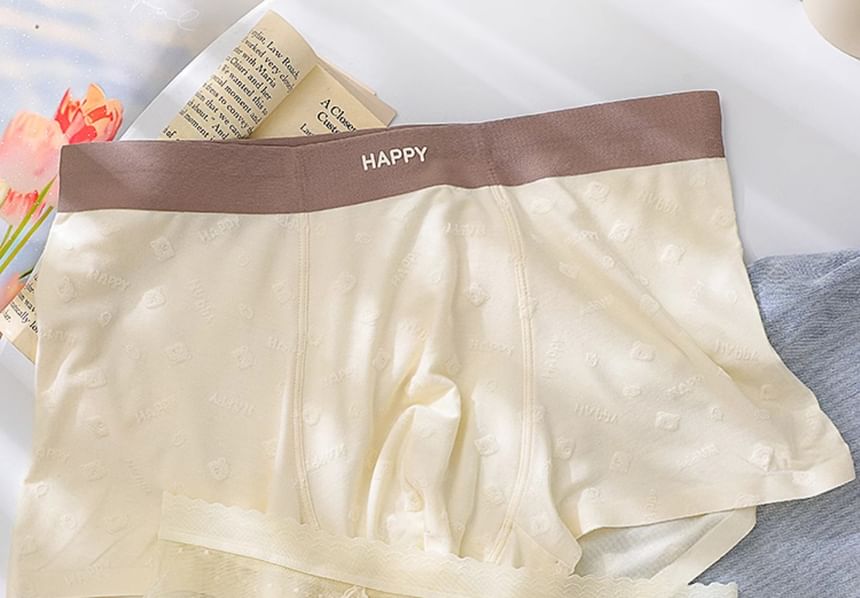 Pancherry - Matching set voor koppels: boxershort met letters + kanten slip