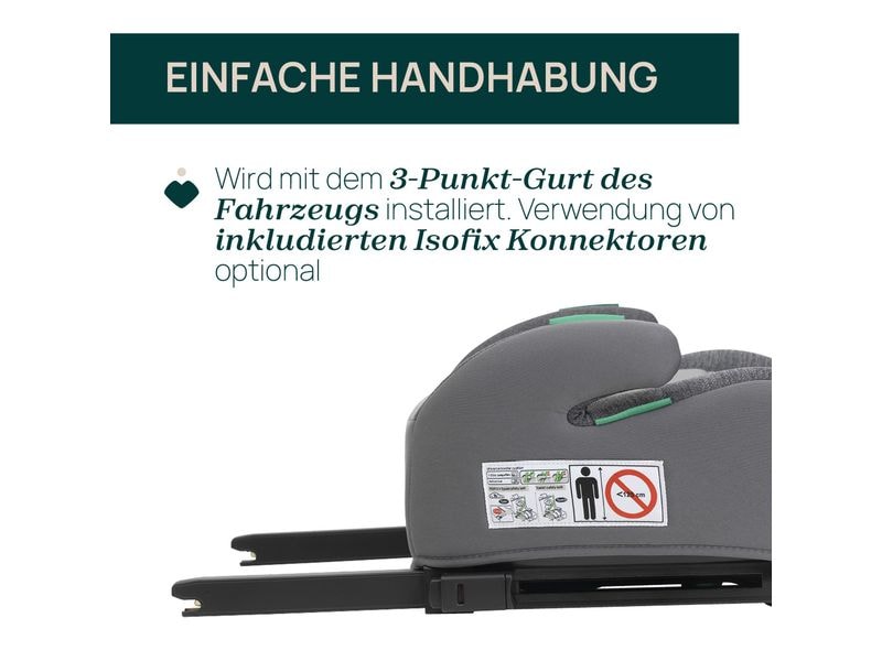 Chicco Sitzerhöhung Quasar Fix i-Size Stone Sitzerhöhung, einfache Installation im Auto