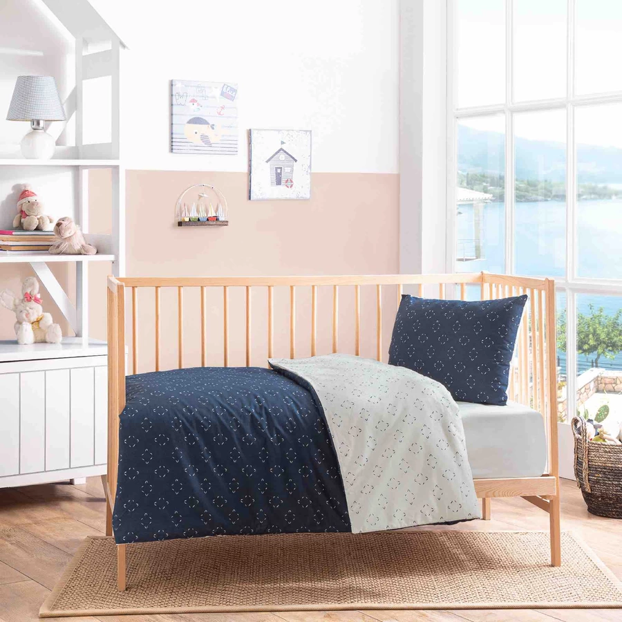 hibboux® Bettwäsche-Set Hygge Blue&Ecru