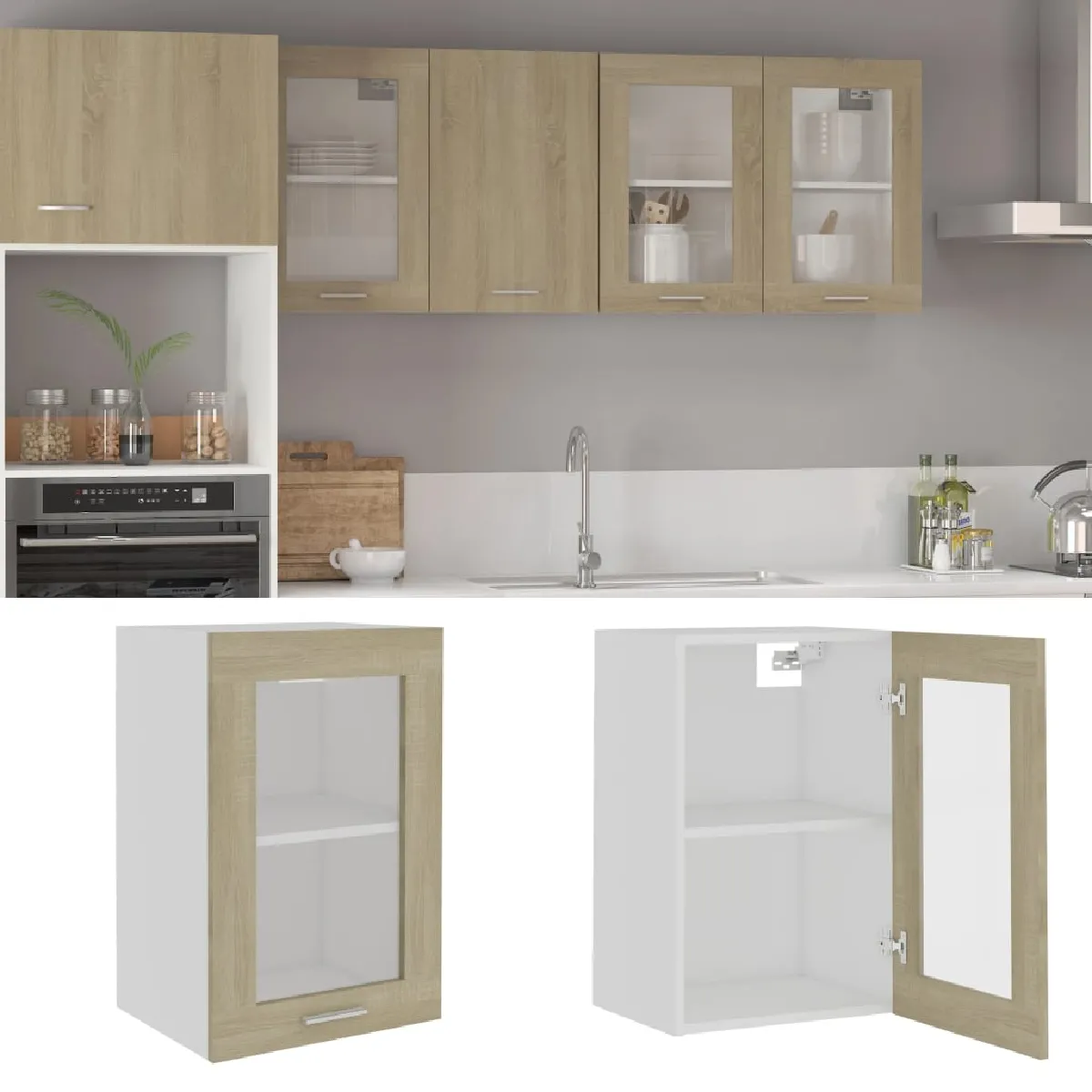 vidaXL - Armoire en verre suspendue