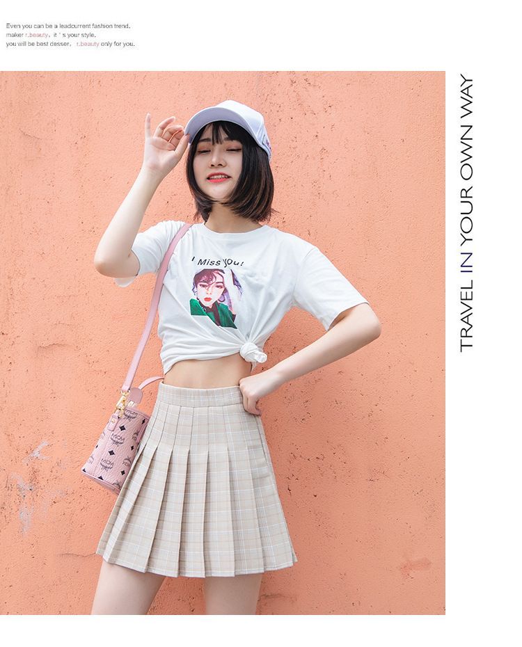 Niji Smile - Inset Shorts Geruite Geplooide Rok
