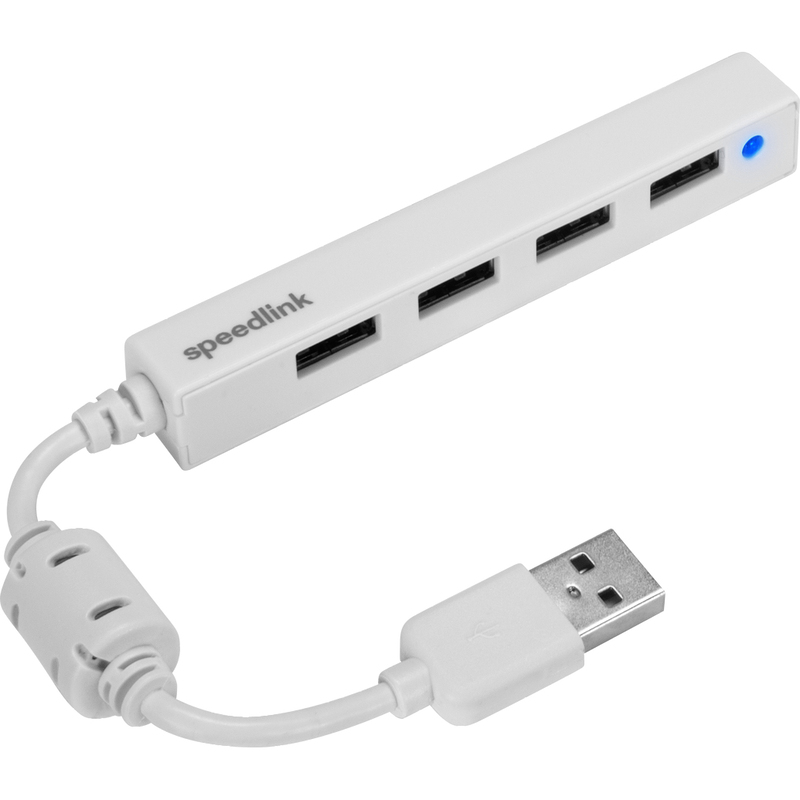 Speedlink USB Hub Snappy Slim SL140000W, 4 x USB 2.0, 4 Port, weiss, 0.08 m