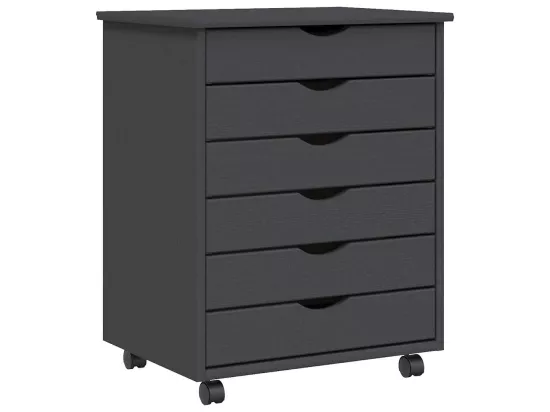 Armoire roulante avec tiroirs MOSS gris bois de pin solide
