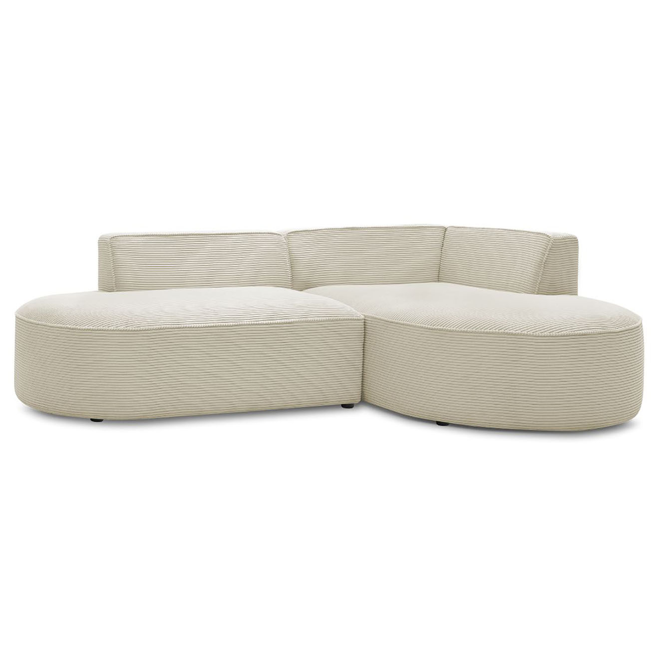 Bobochic Canapé d'angle droit fixe 4 places Rousseau texturé beige - 250x160x72 cm