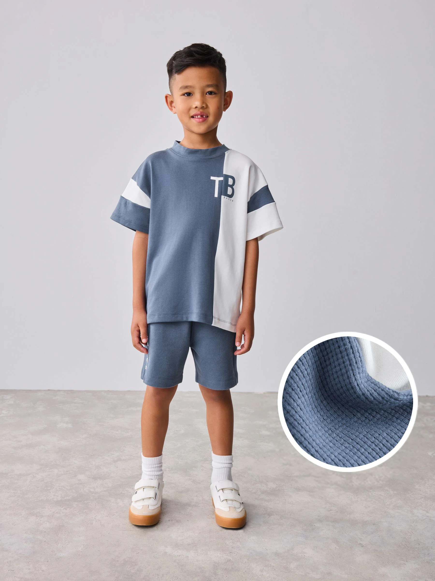Blauw - Baker by Ted Baker Colourblock Varsity T-Shirt and Shorts Set