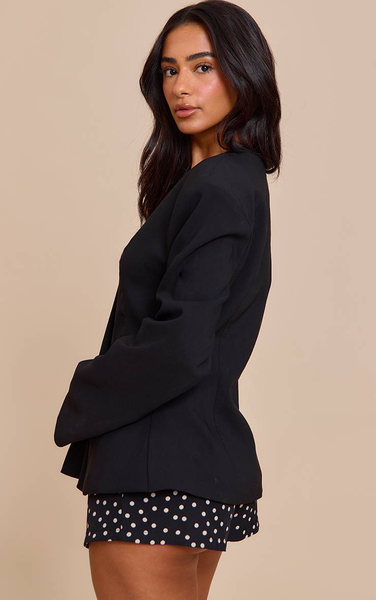 Noir Blazer Petite Taille Cintrée Épaules Tombantes